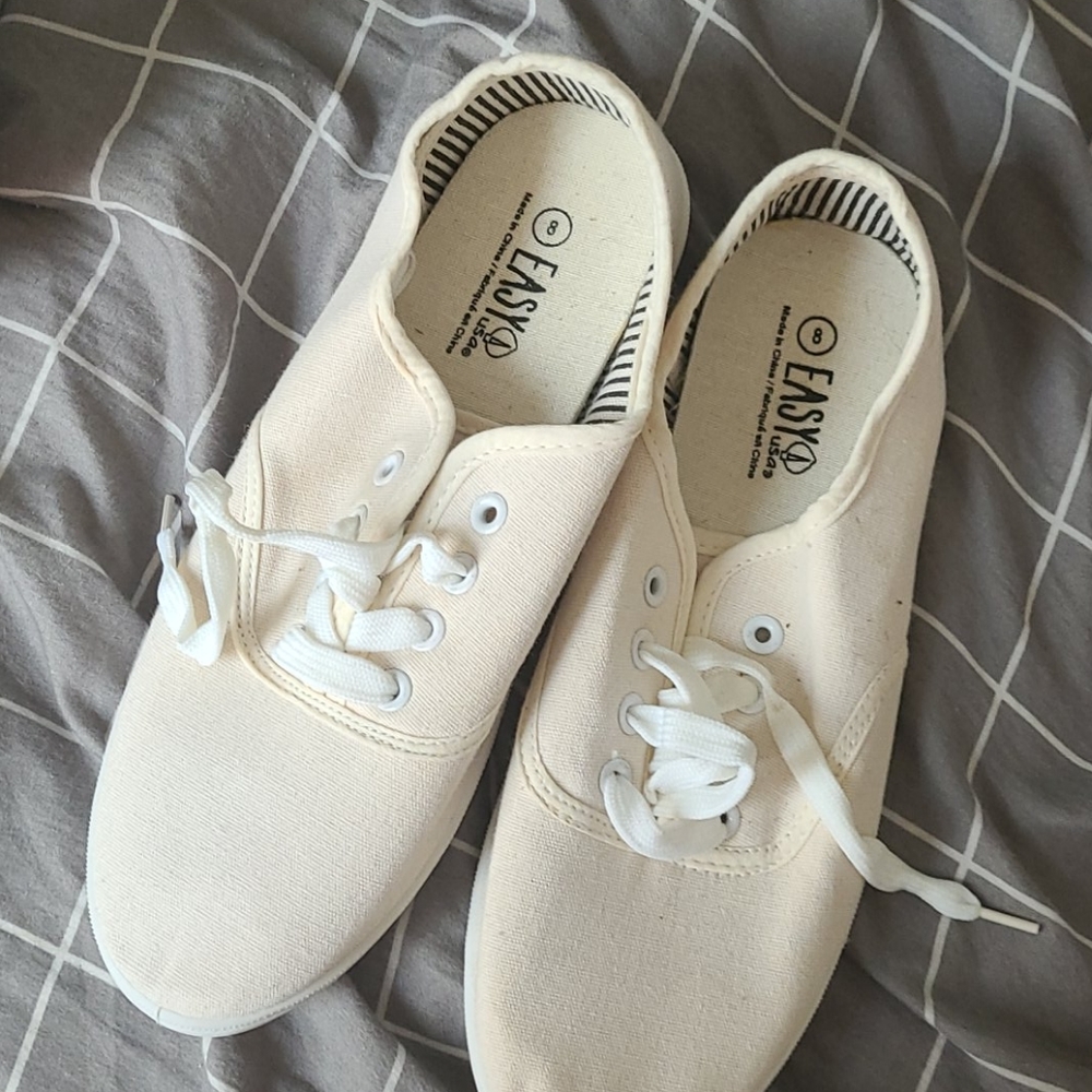 Beige canvas sneakers